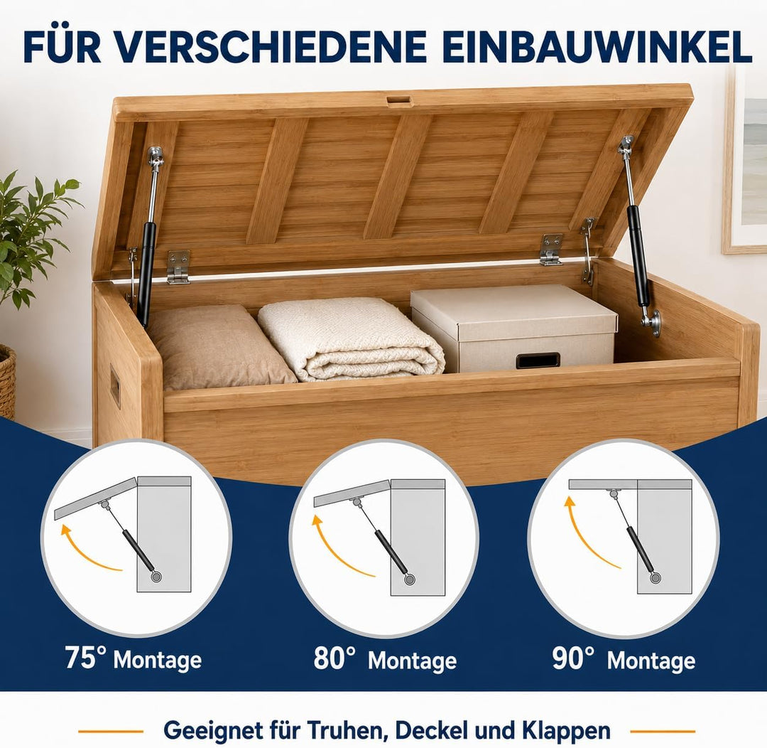 2 Stück Gasdruckfeder 200N, 380 mm Gasdruckdämpfer mit L-Halterungen