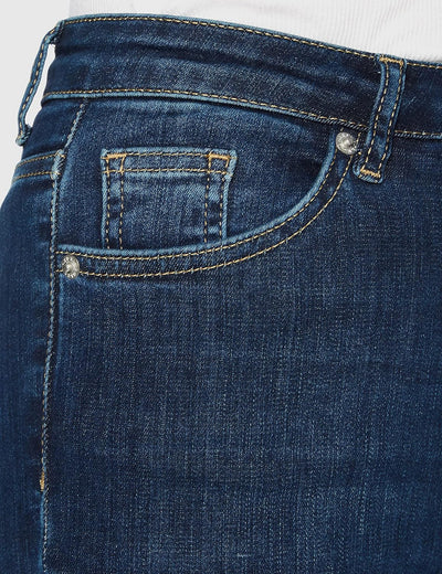 NA-KD Damen Skinny High Waist Open Hem Jeans, dunkelblau, 32 EU