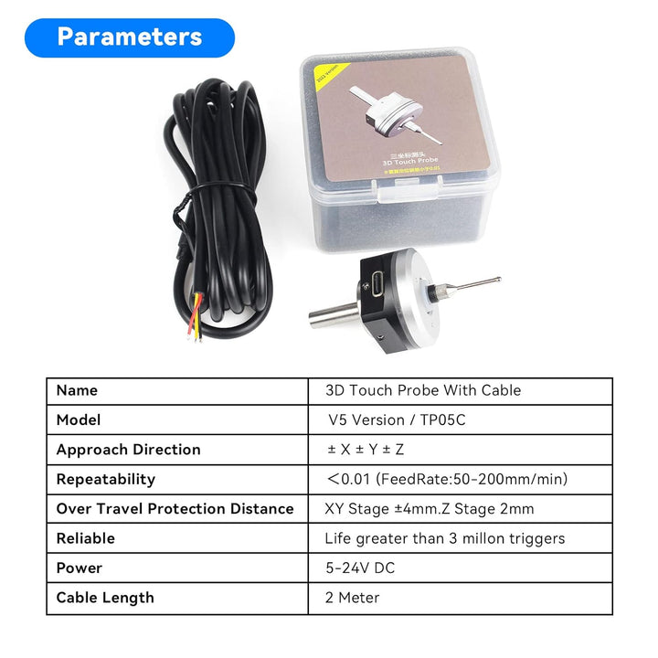RATTMMOTOR Kantentaster,3D-Kantensucher,DC 5–24 V,Multifunktionaler CNC 3D-Kantentaster,6mm Schaft,m