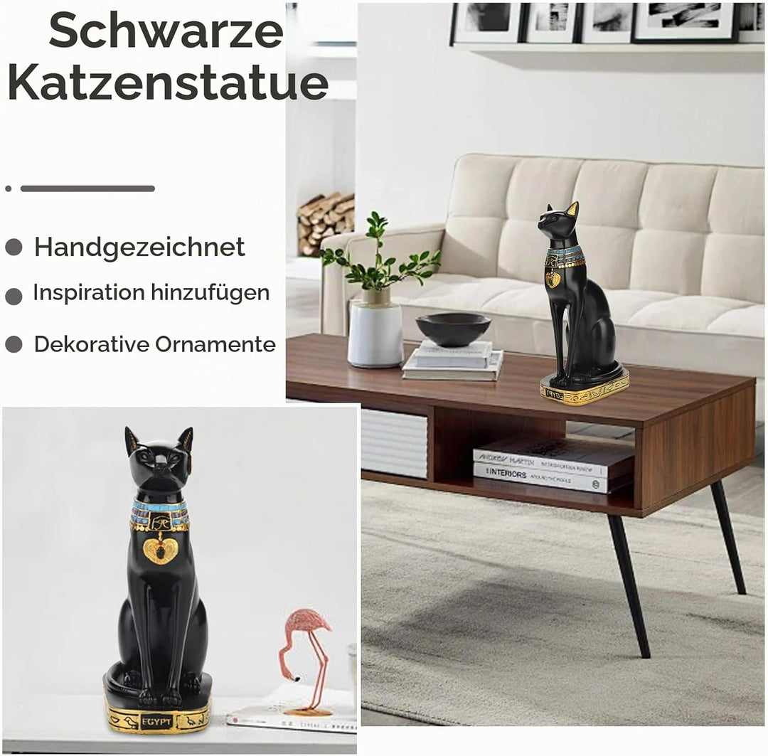 Cyrank Ägyptische Katzengöttin, Bastet Katze Sammlerstück Katzengöttin Statue mit Harz Ägyptische Ka