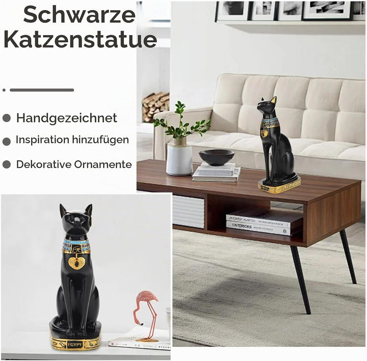 Cyrank Ägyptische Katzengöttin, Bastet Katze Sammlerstück Katzengöttin Statue mit Harz Ägyptische Ka