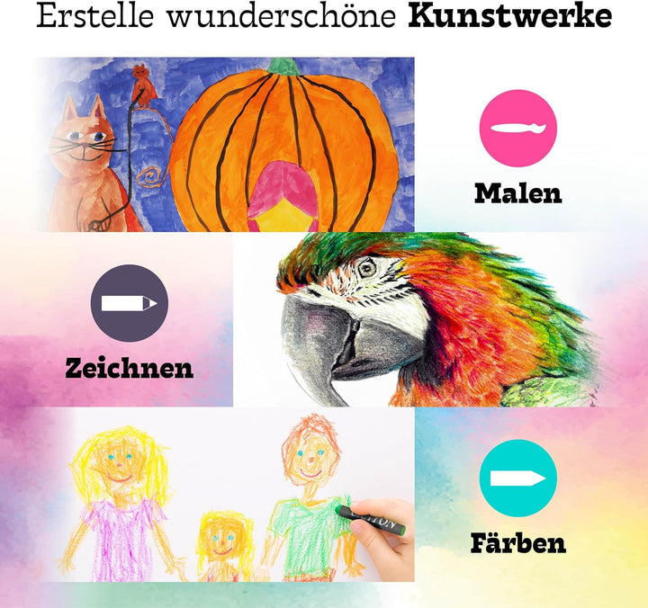 Grafix Malset für Kinder 86 Stück Malkoffer Malerei Set - Buntstifte, Filzstifte, Wachsmalstifte, Wa