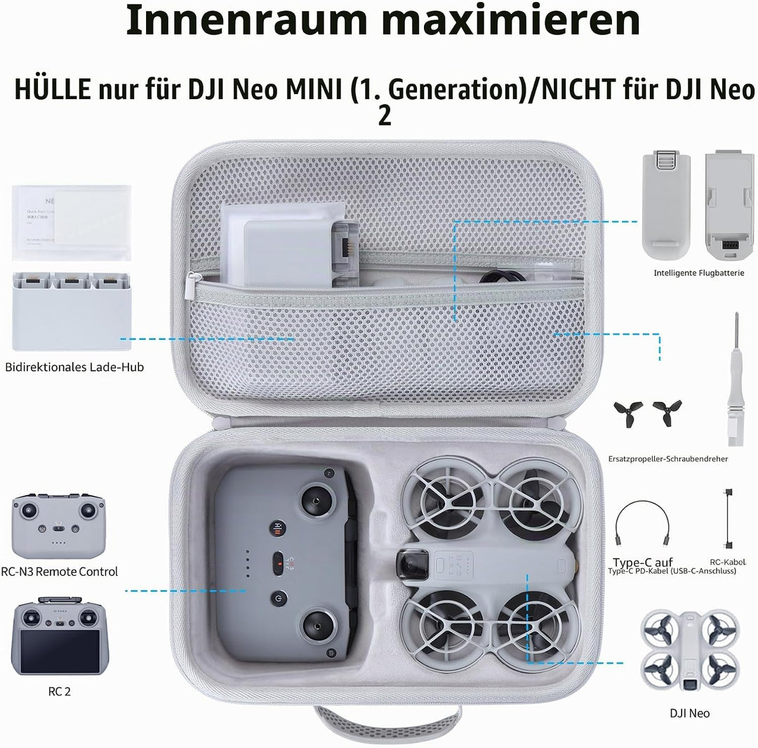 Hart Schutzhülle Kompatibel mit DJI Neo, Mini Drohne mit Kamera 4K UHD (Grau), Grau