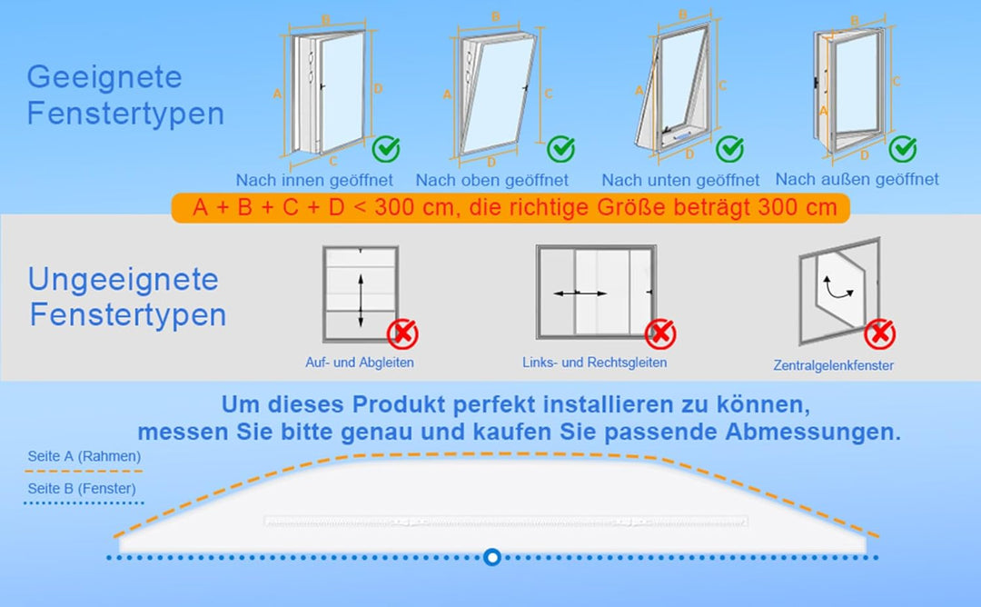300cm Klimaanlage Fensterabdichtung für mobile Klimageräte, Wäschetrockner, Ablufttrockner, GLANXY K