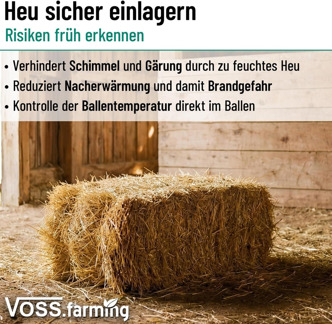VOSS.farming HayXpro Feuchtigkeitsmessgerät für Heu, Stroh und Silage, Heufeuchtemesser, 50cm Sonde,