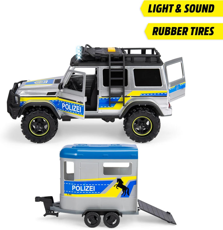 Dickie Toys - Police Horse Trailer (40 cm) - Mercedes-Benz G 500 4x4 Polizei-Auto mit Pferdeanhänger
