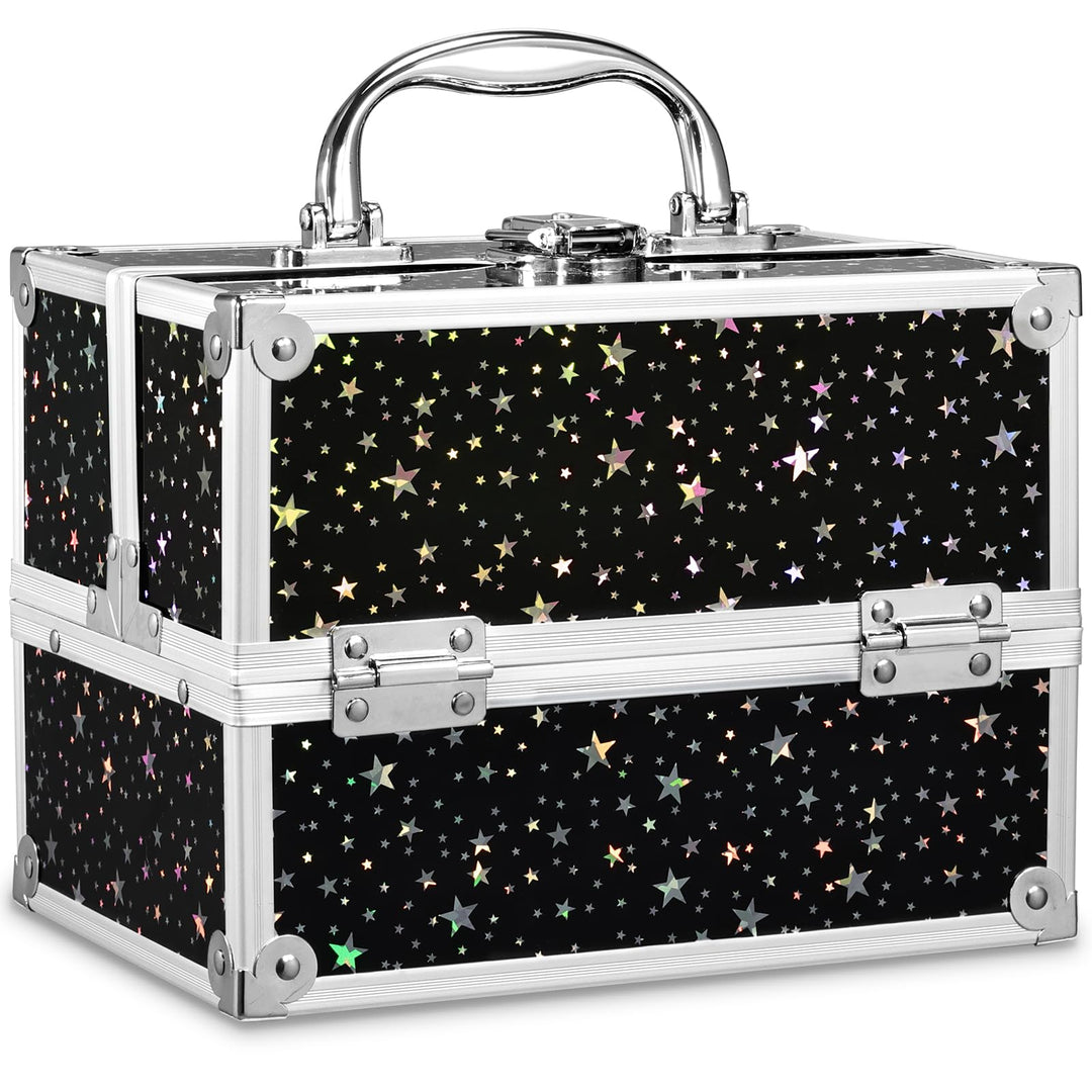 Kosmetikkoffer Klein Schminkkoffer Leer Make up Koffer Beauty Case mit Schloss Make up Organizer Kof