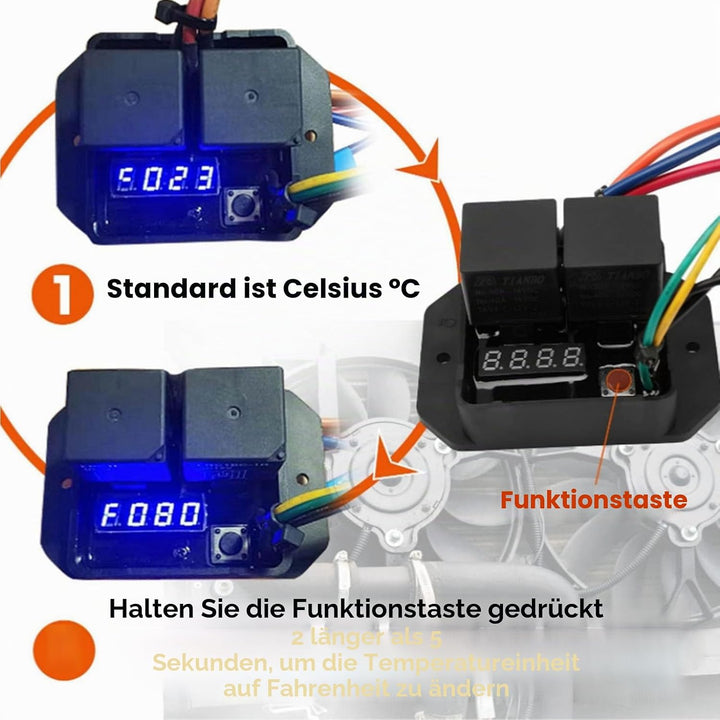 Digitaler Thermatischer Lüfterschaltersatz, 12V 24V Einstellbare Temperatur, Digitaler Kühlerlüfter-
