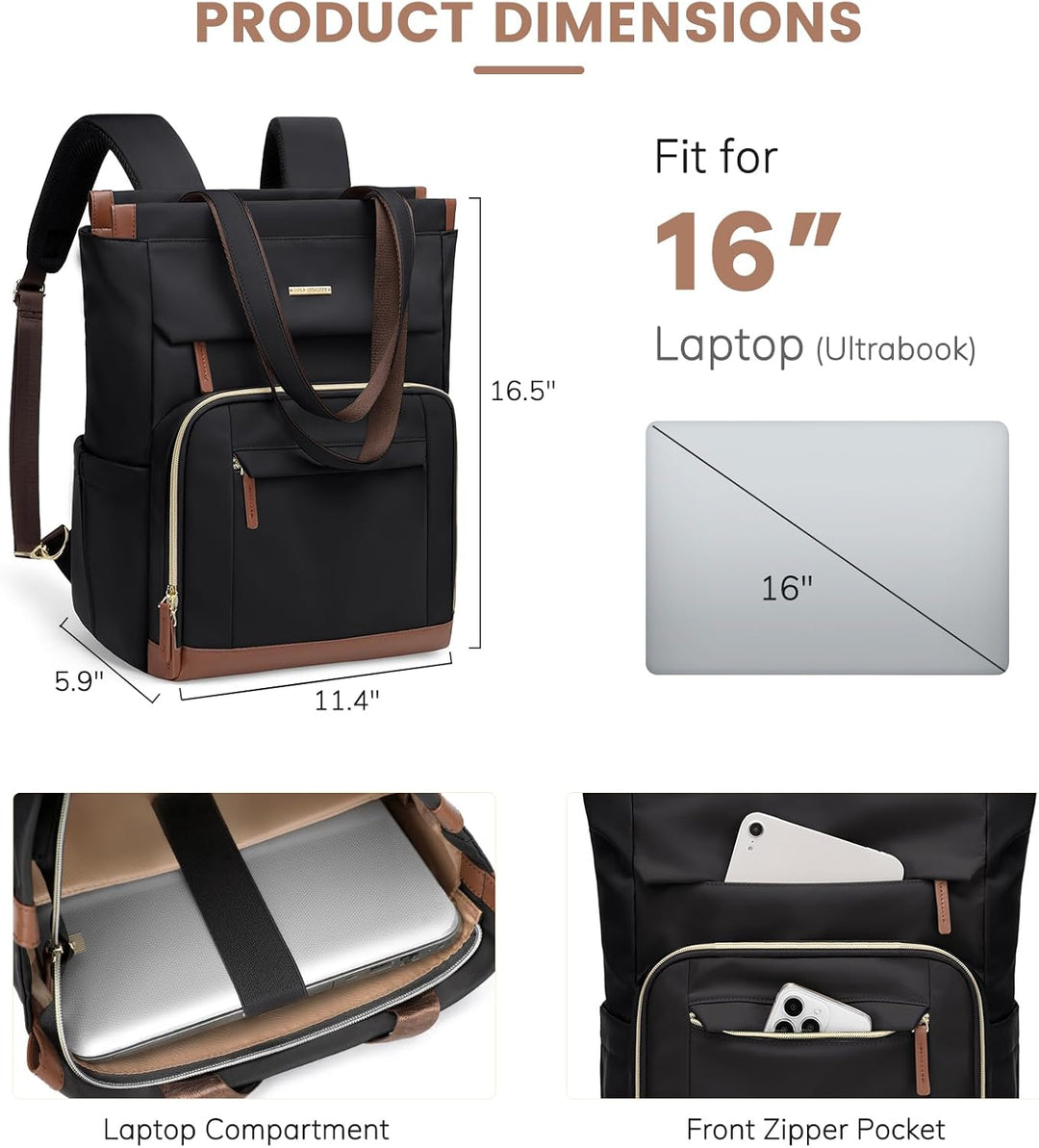 Handgepäck Rucksack, Reiserucksack Damen, Laptop Rucksack Tote Bag Gross Laptop Rucksack 16 Zoll, Tr