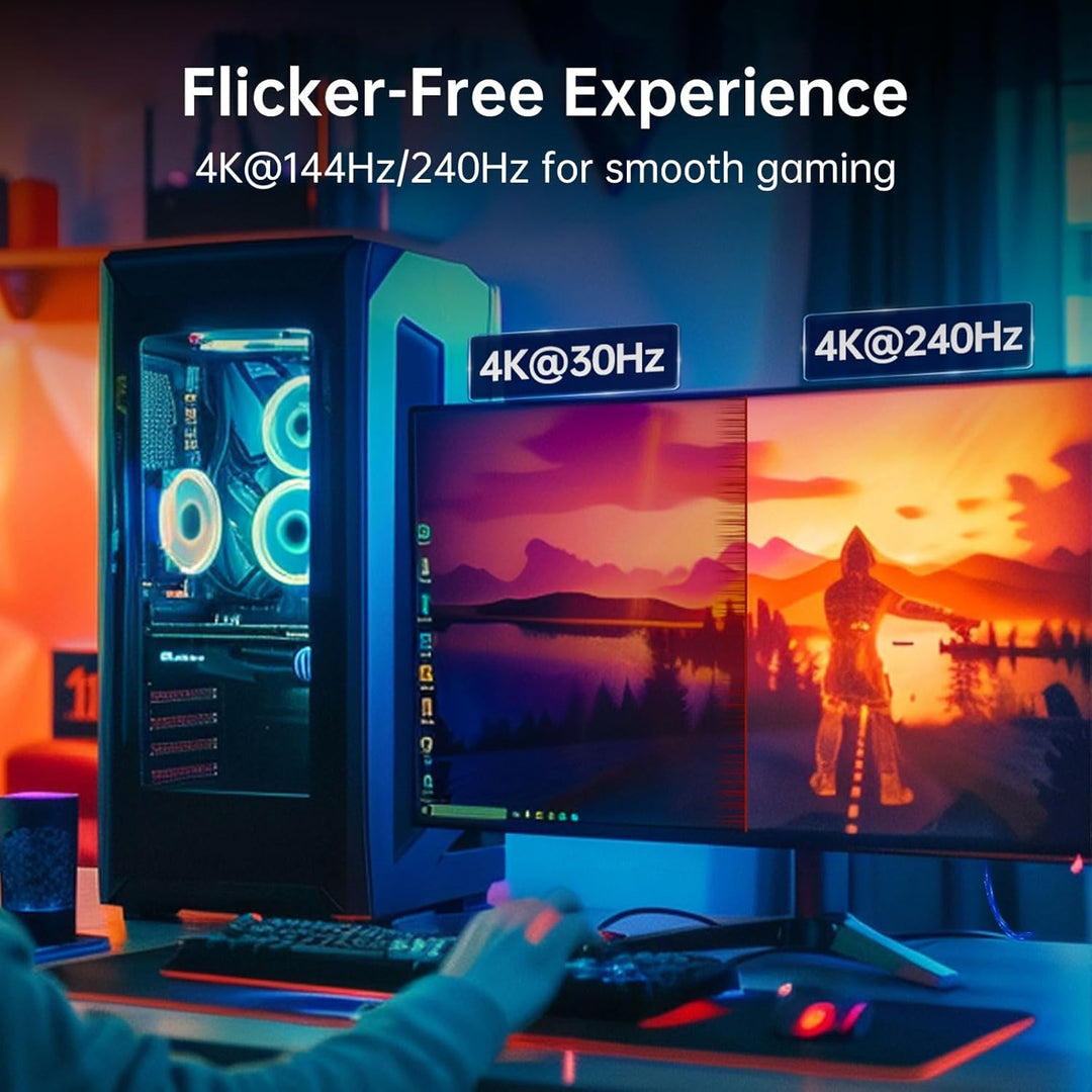 USB C auf DisplayPort 2.1, USB-C Thunderbolt 4/3 auf DP2.1 80Gbps, VESA-zertifiziert [4K @ 240Hz 8K1