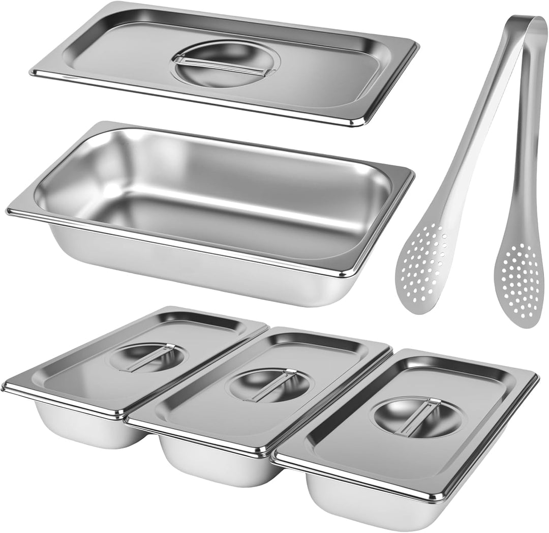 Panierschalen Set 3 Teilig,Panierstrasse Schnitze 32,5x17,5 x 6,5cm,GN 1/3 Behälter,Rechteckige Meta