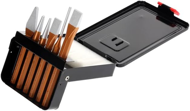 GEDORE red Werkzeugsatz, Schlagwerkzeug-Set, 6-teilig, gefüllt, in Metallkassette, Meissel, Körner,