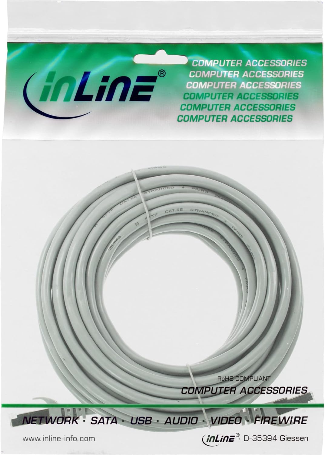InLine 72540 Patchkabel, SF/UTP, Cat.5e, grau, 40m