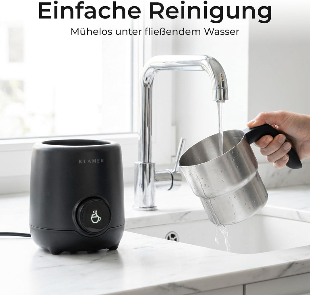 KLAMER Milchaufschäumer Elektrisch 550W, Milchschäumer mit Display & 7 Programmen: Aufschäumen Warm