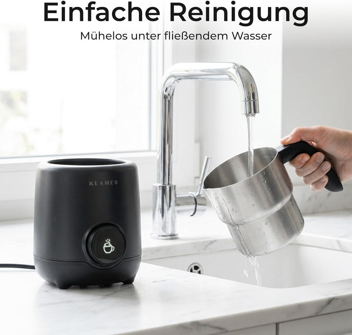 KLAMER Milchaufschäumer Elektrisch 550W, Milchschäumer mit Display & 7 Programmen: Aufschäumen Warm