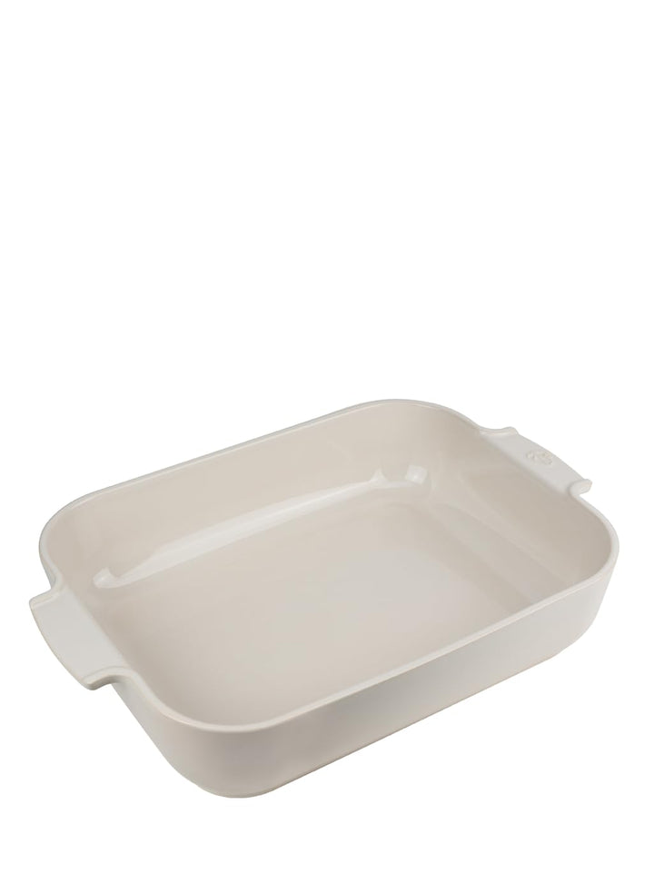 Peugeot Appolia Rechteckige Auflaufform mit Griffen, Keramik, Ecru / Weiss, 8,3x40,5x27 cm, Fassungs