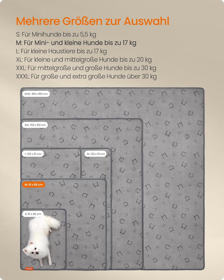 Feandrea Hundedecke, 2er Set, Wiederverwendbare Hundematte, 91 x 86 cm, M, wasserdicht, auslaufsiche