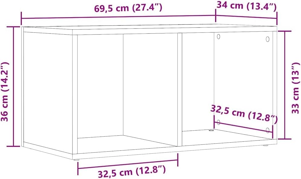 vidaXL Aufbewahrungstruhe Altholz-Optik 69,5x34x36 cm Holzwerkstoff, Aufbewahrungstruhe, Plattenspie
