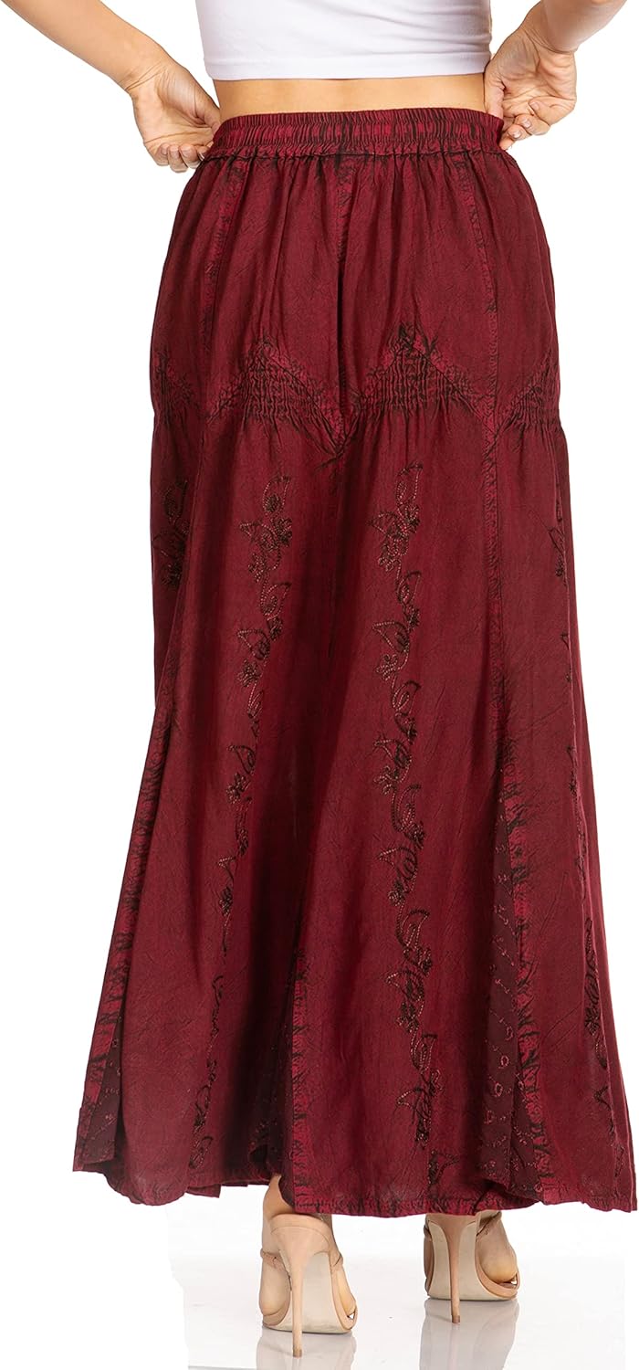 Sakkas Olivia Damen Maxi böhmischen Zigeuner Langen Rock mit elastischer Taille und Spitze Einheitsg