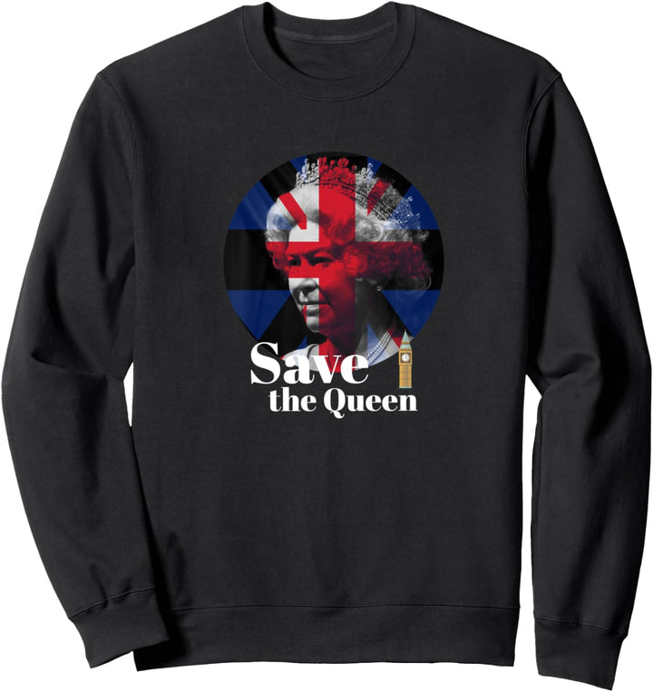 save the queen uk Queen Elizabeth II Union Jack krank Sweatshirt