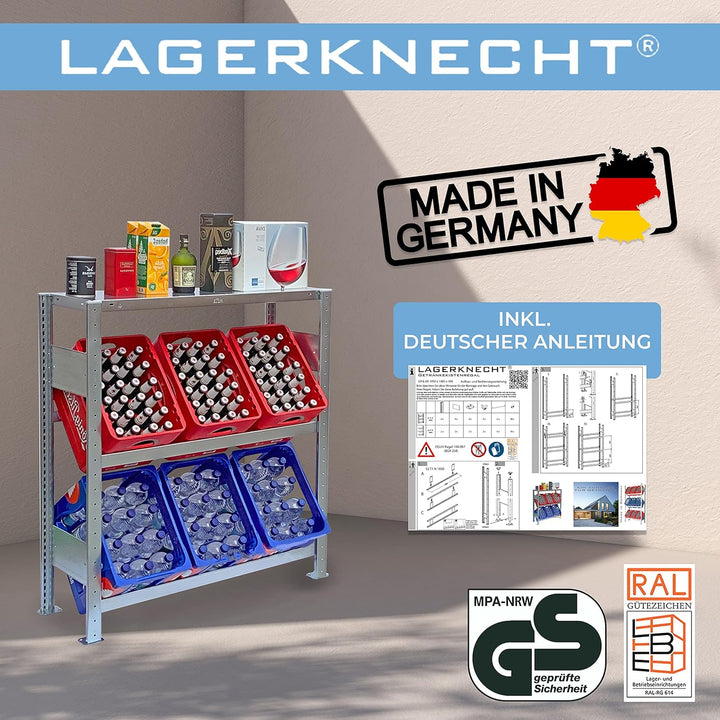 Lagerknecht Getränkekistenregal 6 Kisten Made in Germany professionelle Ordnung für Kisten Regal für