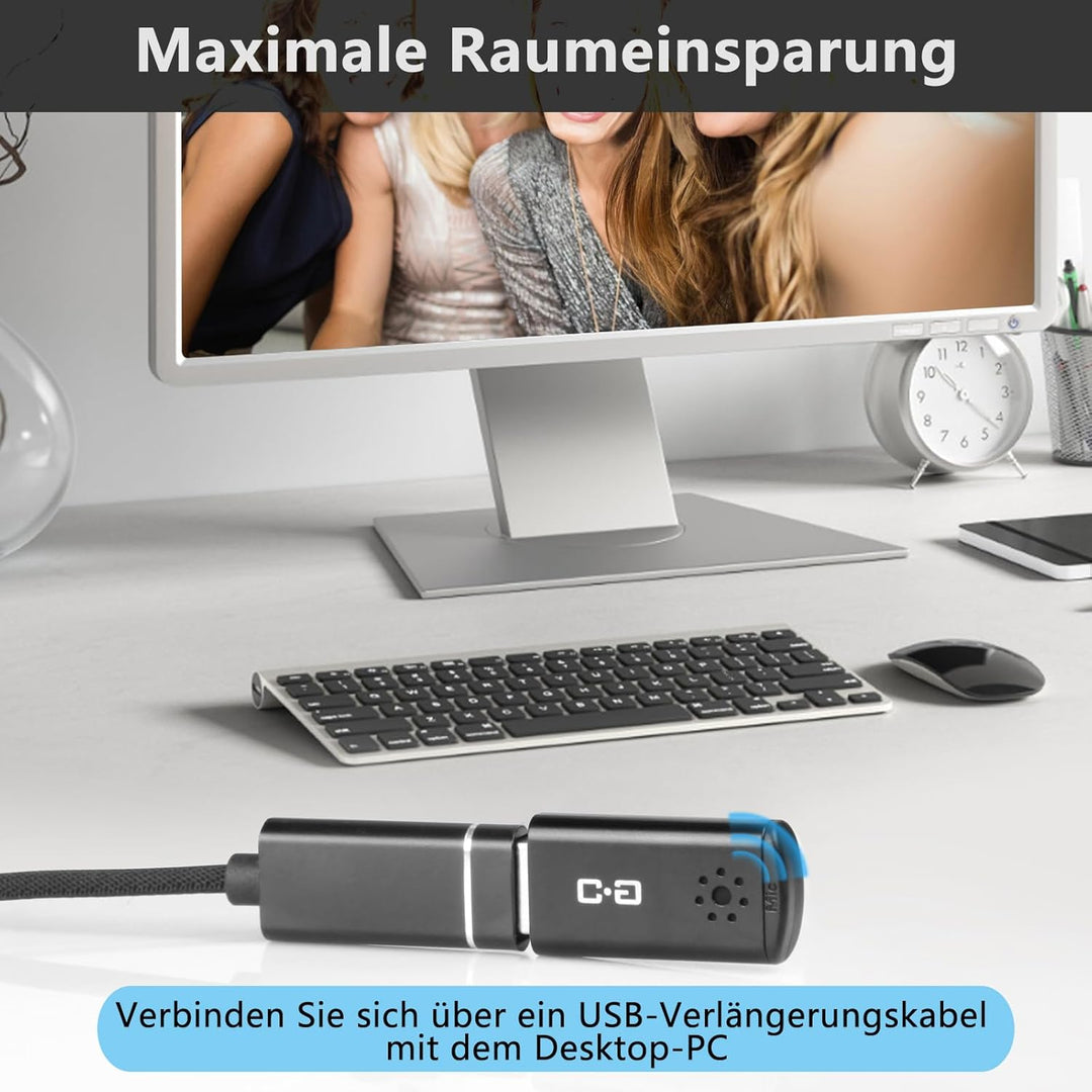 USB-Mikrofon für Laptop und Desktop-Computer, hohe Empfindlichkeit für klare Anrufe, Plug-and-Play,