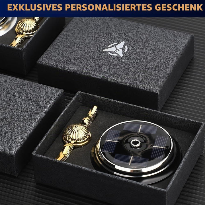 Solarenergie-Auto-goldenes Fidget-Spinner-Spielzeug, Auto-Lufterfrischer mit Sonnenschein zum Stress