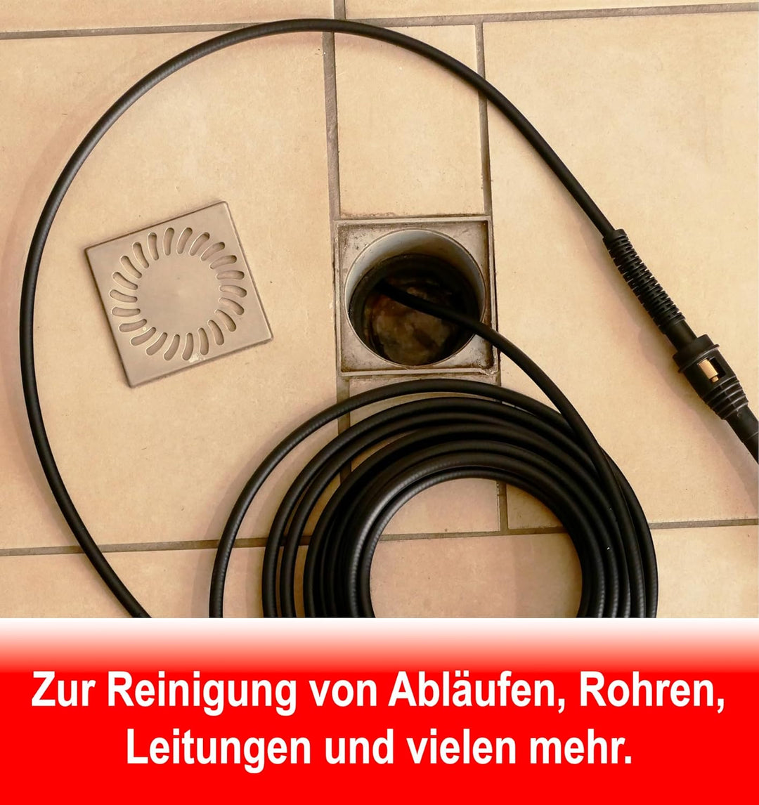 10 Meter Profi Rohrreinigungsschlauch Set für Hochdruckreiniger kompatibel mit Bosch Aquatak B&D Bar
