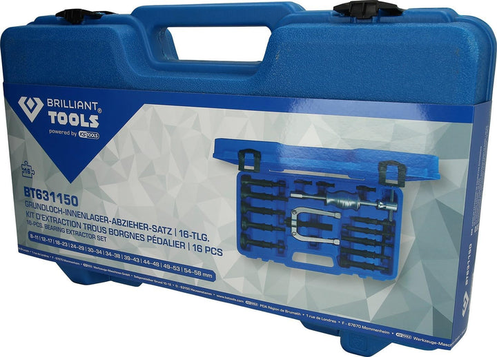 BRILLIANT TOOLS BT631150 Grundloch-Innenlager-Abzieher-Satz | 16- tlg. [Powered by KS TOOLS]