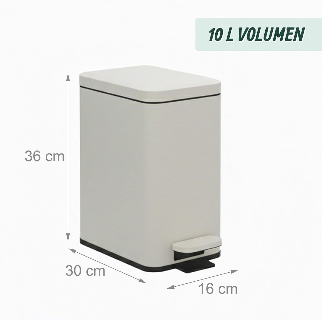 Relaxdays Mülleimer, 10 Liter, 16 cm schmal, Softclose, Fusspedal, Inneneimer, Küche &amp; Bad, Matter A