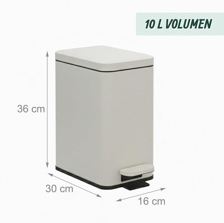 Relaxdays Mülleimer, 10 Liter, 16 cm schmal, Softclose, Fusspedal, Inneneimer, Küche &amp; Bad, Matter A