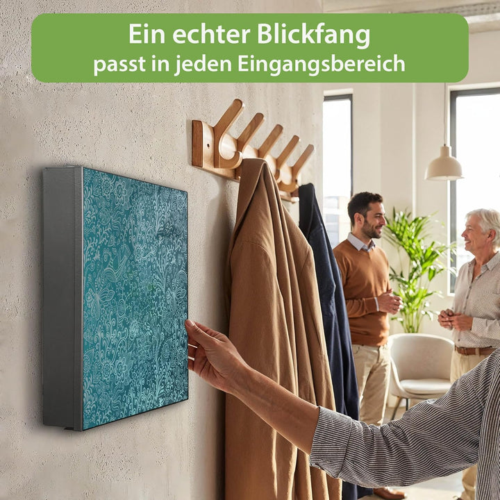 banjado Grosser Schlüsselkasten Metall - Schlüsselbox 30x30cm mit 32 Haken - Schlüsselkasten modern