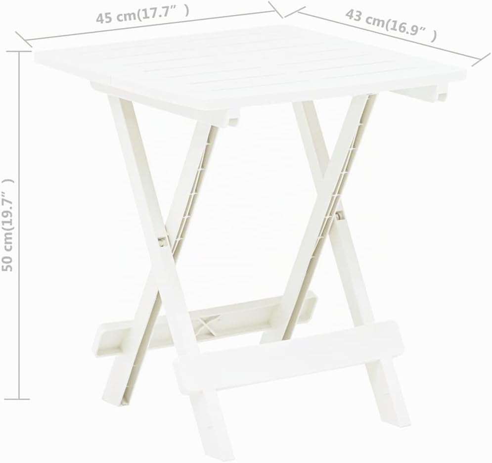 Quadratischer Camping-Klapptisch, Made in Italy, 44x50x44 cm, weisse Farbe