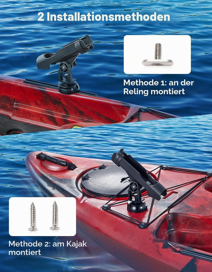 KEMIMOTO Kajak Angelrutenhalter Angelrutenhalter - T-förmige Schraube montiert/Track Mount auf Schie