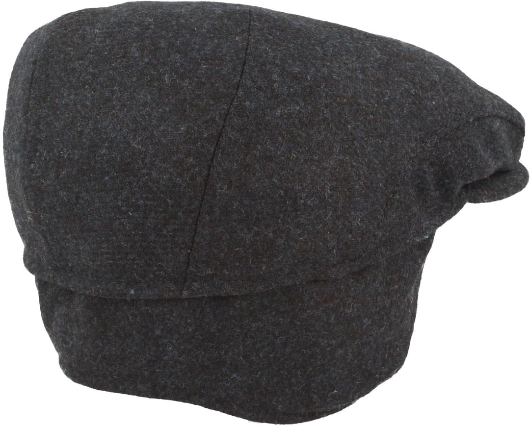 Breiter Herren Winter Schiebermütze mit Ohrenklappen Flatcap Schirmmütze 100% Wolle mit ausklappbare