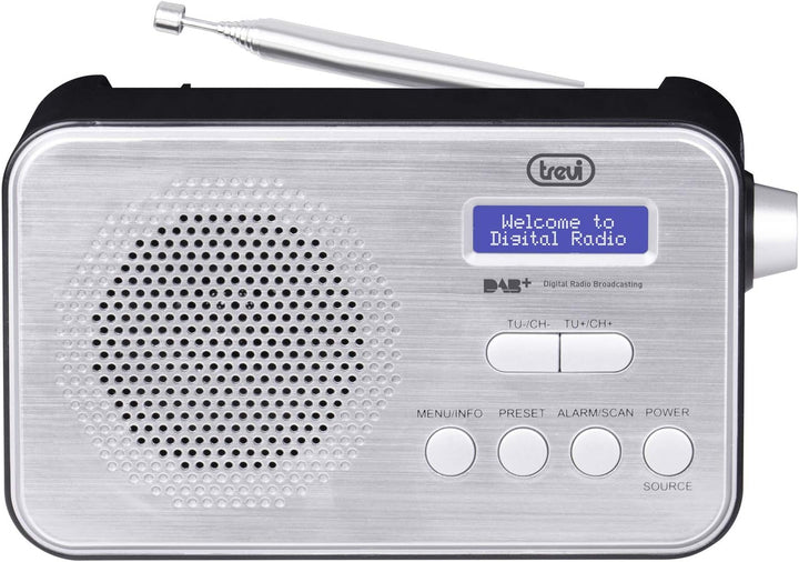 Trevi DAB 7F92 R Tragbares Radio DAB/DAB+, Hochlesbarkeit Punktmatrix-Display, Uhr mit 2 programmier