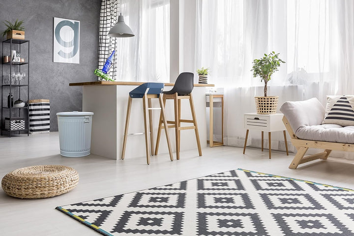 Jinfa 3 Sets Retrodesign Mülleimer mit Deckel | Cremeweiss | Ø 36 cm, Höhe 36,5 cm, 35 Liter 3 Stück
