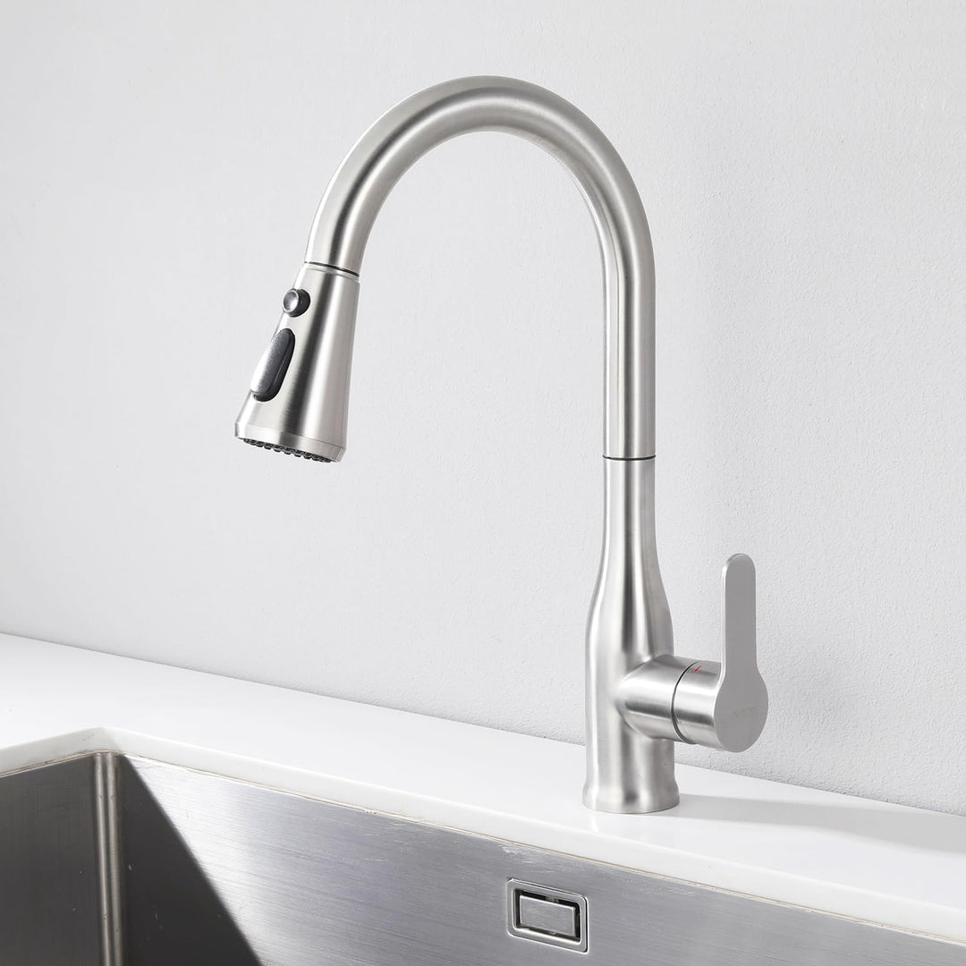 ONECE Küchenarmatur Ausziehbar, Wasserhahn Küche mit 3 Funktionen Brause, 360° Drehbare Spültischarm