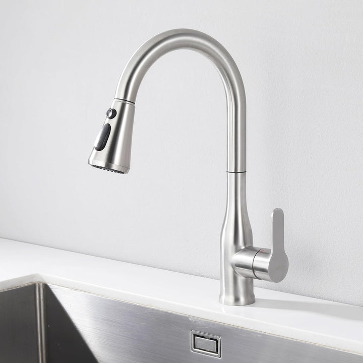ONECE Küchenarmatur Ausziehbar, Wasserhahn Küche mit 3 Funktionen Brause, 360° Drehbare Spültischarm