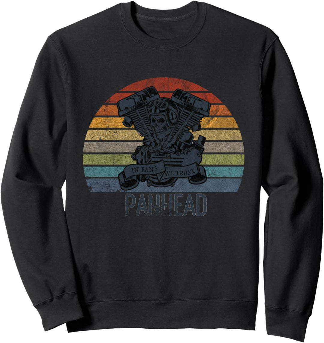 PanHead HD Motor Motorrad V-Twin Retro Sunset Distressed Sweatshirt