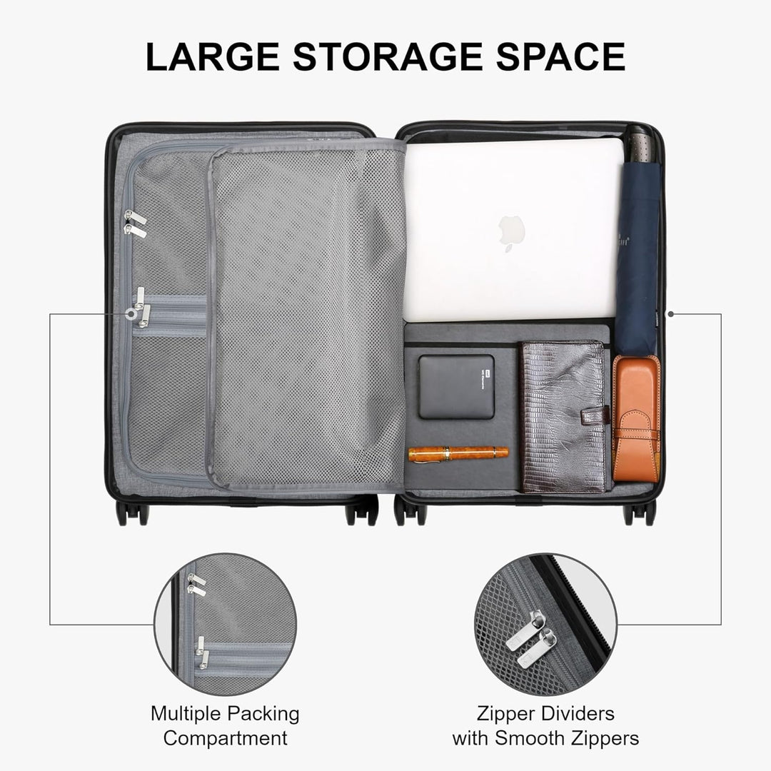 LEVEL8 Koffer Trolleys handgepäck Leichtgewicht 100% PC mit Organizer Set 4-teilig TSA Zahlenschloss