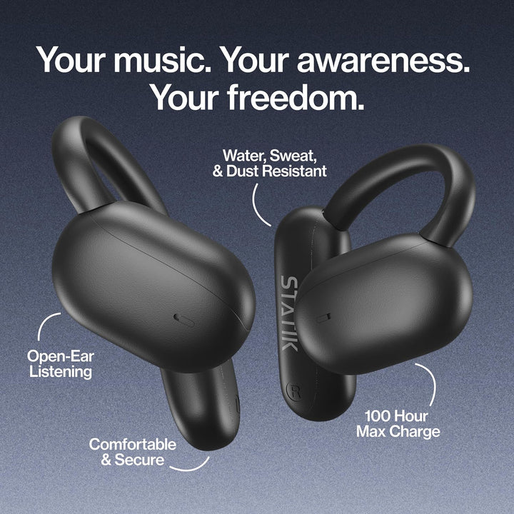 Statik Aktive Open-Ear Bluetooth-Kopfhörer – Kabellose Ohrhörer mit Schnellladung, bis zu 10 Std. Ak