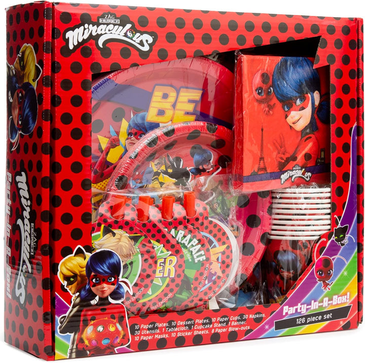 Miraculous Ladybug Feier-Set - Geburtstags-Kit für Kleinkinder - Über 100 Teile - Cat Noir - Partyar