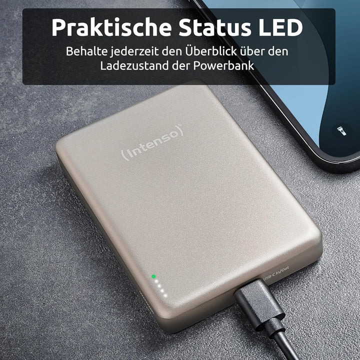 Intenso MW10000 Magnetische Powerbank 10000 mAh – MagSafe kompatibel, Wireless Charging 15W, USB-C P