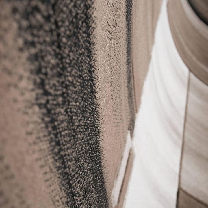 VIMODA Designer Teppich Wohnzimmer Braun Beige Kacheloptik mit Farbverlauf und Konturenschnitt, Mass