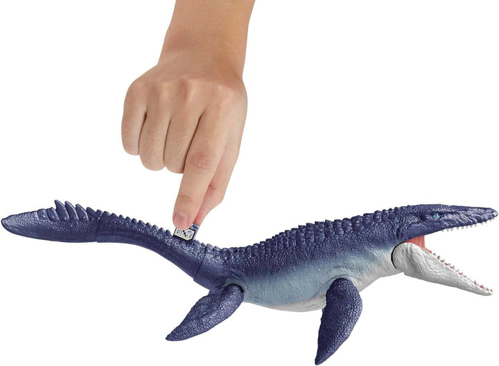 Jurassic World HNJ57 - Dominion Mosasaurus Dinosaurier Action-Figur, 70 cm gross mit beweglichen Gel