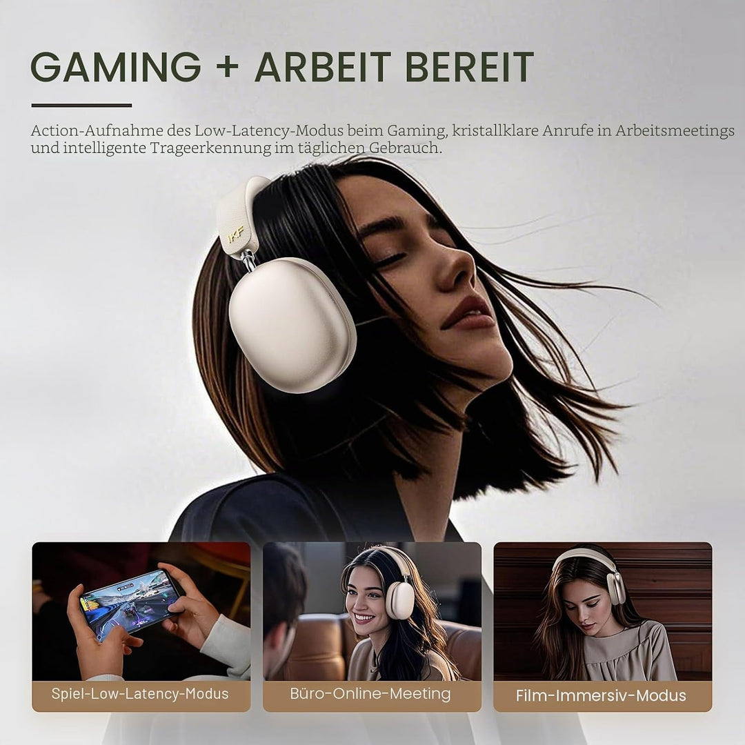 iKF Mars Kopfhörer Kabellos Over Ear mit Adaptiver Noise Cancelling,Bluetooth Headset mit 6 Mikrofon