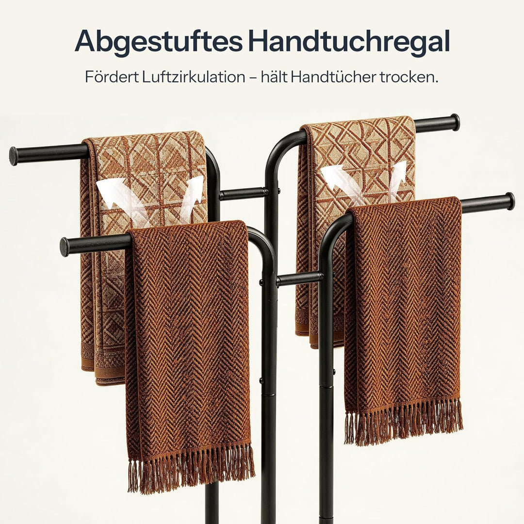 HOOBRO Freistehender T-förmiger Handtuchhalter, Handtuchständer mit 2 Handtuchstangen, Handtuchregal