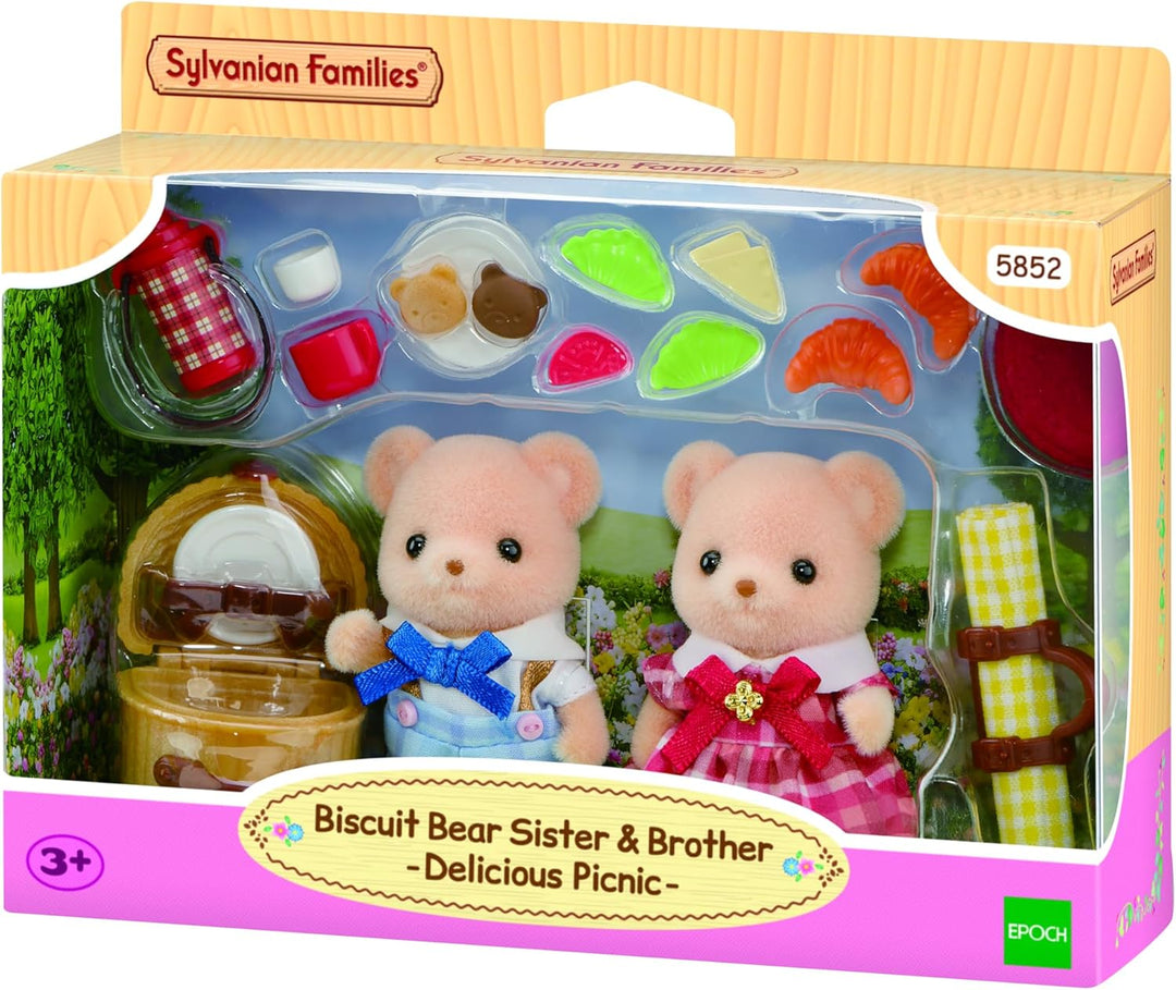 Sylvanian Families - 5852 Biscuit Bären Geschwister Picknickspass, Spielset mit Tierfigur und Zubehö