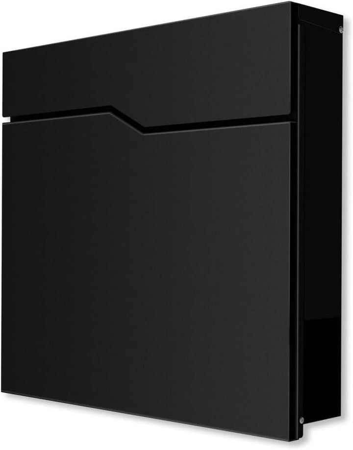 Metzler Briefkasten pulverbeschichtet in Graualuminium RAL9007 - Wandbriefkasten mit Zeitungsfach -